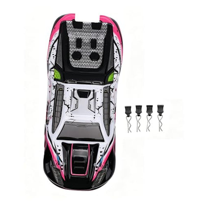 Drfeify 1/16 RC Car Replacement Body Shell, DIY Upgrade with Bold Graffiti Pattern and Aerodynamic Design for SCY16101 SCY16102 High Speed RC Trucks (Red) - color: Red