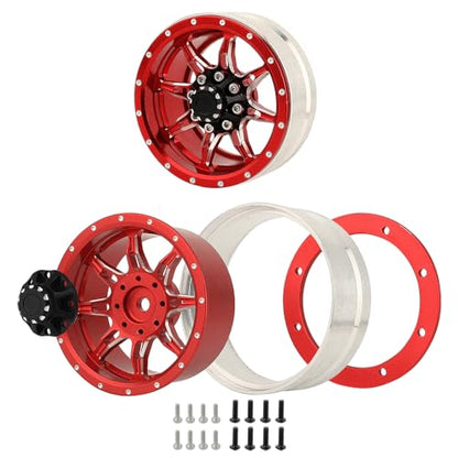 1.9 inch Metal Beadlock Wheel Rims Hubs for Axial SCX10 I II III 90046 SCX10 PRO Capra TRX4 RC4WD D90 1/10 RC Rock Car Crawler Upgrade Part (red) - color: Red