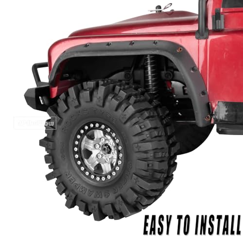 1.9 Beadlock rc Tires Wheels for 1/10 TRX4 TRX6 SCX10 90046 AX103007 Gen8 Gen7 D90 VS4-10 MST CFX RC Crawler,1.9 Wheels and Tires Alloy Aluminium Rims w/Rubber Tyres,Silver - color: Silver(4pcs)