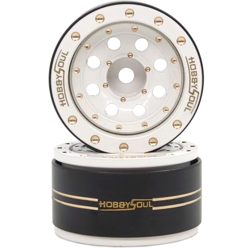 Adjustable Offset 1.0 Beadlock Wheels Brass Rims Negative Offset 44g/Rim for RC Micro Crawler 1/18 TRX4M 1/24 Axial SCX24 90081, (4-Pack, HS701451) - color: White
