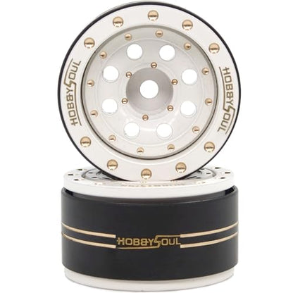 Adjustable Offset 1.0 Beadlock Wheels Brass Rims Negative Offset 44g/Rim for RC Micro Crawler 1/18 TRX4M 1/24 Axial SCX24 90081, (4-Pack, HS701451) - color: White