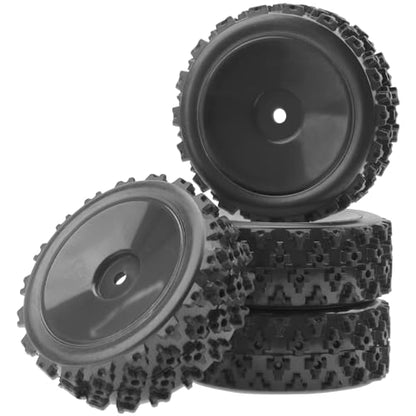 ShareGoo 72mm RC 1/10 On Road Rubber Tires & Wheel Rims 12mm Hex Compatible with Tamiya TT01 Kyosho Fazer Mk2 Traxxas 4Tec 2.0 HSP HPI 1/10 RC On Road Racing & Touring Car (Black) - color: Black