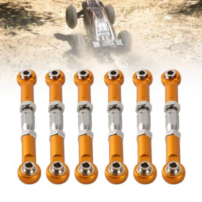 Tbest RC Pull Rod, 6Pcs Adjustable Servo Links Tie Rod Aluminum Alloy Turnbuckle Rod Linkage Set for RC Hobby Car Model(Gold)
