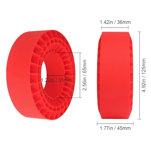 Soft 2.2" Silicone Tire Inserts for RC Crawlers, 4-Pack — Fits 132–134 mm 5.25" OD, 125×45 mm — Waterproof, Sidewall Stabilization, Traction and Climbing Control (Red) - color: Red