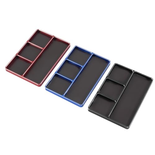 Universal CNC Aluminium RC Magnetic Screw Tray Magnetic Parts Tray Magnet Screws Holder Plate Organizer Parts Tray Nut Gasket Tool Tray for Sockets, Bolts, Pins, Phones, RC Car Boat Plane (Black) - color: 2.black