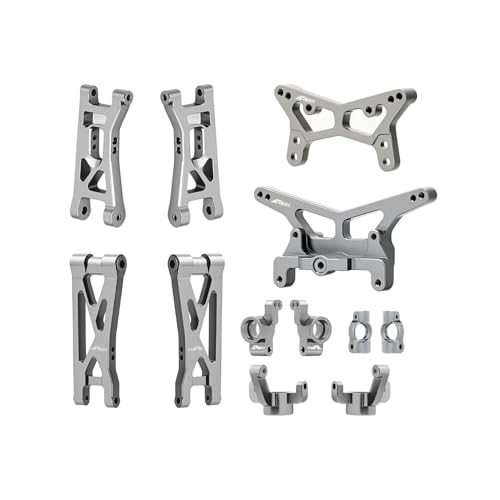 Alum Shock Tower, Suspension Arm, Front Steering Knuckles, Caster Blocks C Hubs and Rear Hubs Compatible with Losi 1/24 Micro-B 1/28 Micro-T Upgrades Part Gray - color: Gray