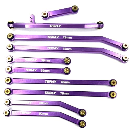 SCX24 Links Upgrades High Clearance RC Crawler Car Steering Rod Tie for SCX24 Gladiator 1/24 RC Crawler Car Axial AXI00005 10PCS (Purple)