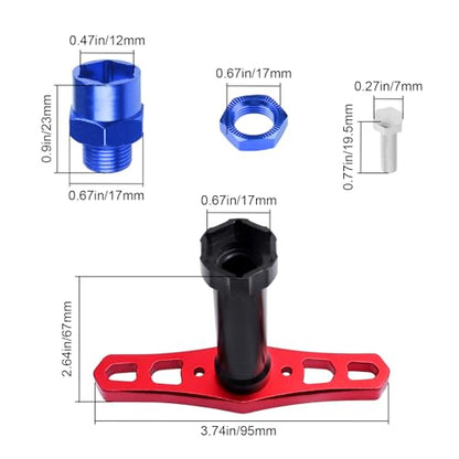 Hobbypark 12mm to 17mm Wheel Hex Hub Adapter Extension Conversion Offset for 1/10 RC Cars Trucks Off Road Buggy Upgrade 1/8 Tires (with Navy Blue Adapter) - color: With Navy Blue Adapter