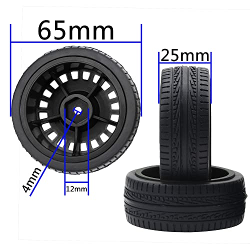 Outer Diameter 70mm Rubber Tires & Nylon 12mm Hex Hub Wheel Rims Compatible with Tamiya HPI Kyosho HSP 1/10 1/12 On-Road Touring Car,WLtoys 1/14 144001 1/18 A959B RC Buggy (Black) - color: Black