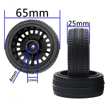 Outer Diameter 70mm Rubber Tires & Nylon 12mm Hex Hub Wheel Rims Compatible with Tamiya HPI Kyosho HSP 1/10 1/12 On-Road Touring Car,WLtoys 1/14 144001 1/18 A959B RC Buggy (Black) - color: Black