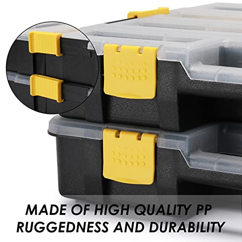 MIXPOWER 2 Pieces 34-Compartment Toolbox Organizer sets, 20 Removable Dividers, Black/Yellow, 2 Pieces Set, Excellent for Screws, Nuts, Small Parts - size: Black/Yellow