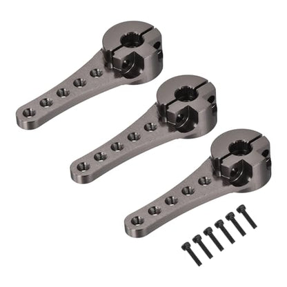 MECCANIXITY 3 Pcs Aluminum Servo Horn Long 25T Steering Arm 46mm Length Bright Gray Suitable for DIY RC Car/Boat/AirplanesBoat Model Accessories with M2.5 Screws - color: Bright Gray