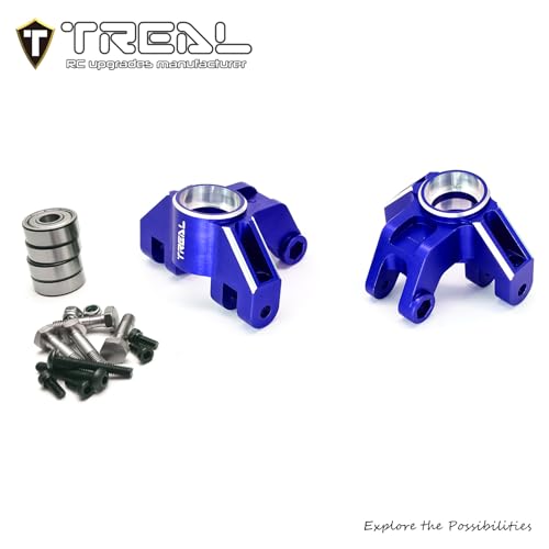 Treal Aluminum 7075 Front Steering Knuckels for Losi LMT (Blue) - color: Blue