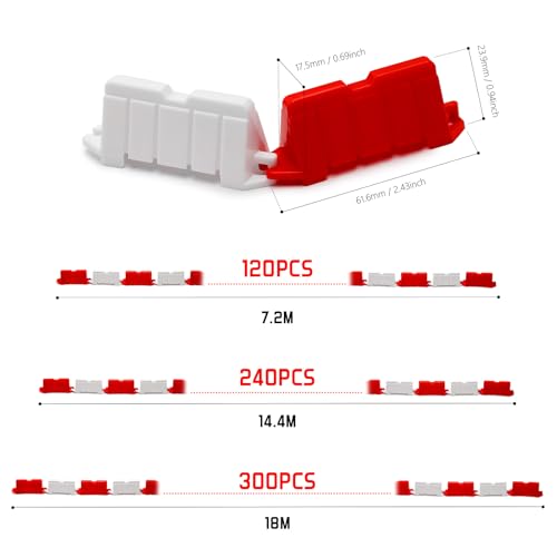 120 Pieces RC Car Racing Track Drift Runway Drift Field Fence for 1/14 1/16 1/18 1/24 1/28 1/30 1/43 Mini RC Car (Red+White) - size: 120pcs