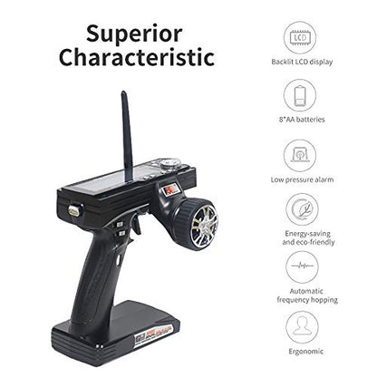 Goolsky Flysky FS-GT3B RC Transmitter 2.4GHz 3 Channel Remote Controller & FS-GR3E Receiver for RC Car Boat