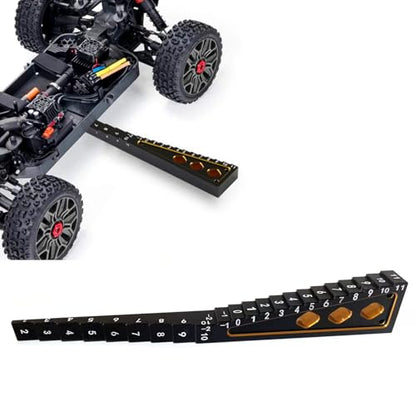 Aluminum RC Ride Height Gauge RC Measuring Tool for 1/8 1/10 Cars | 0.5mm precise markings for accurate height&droop setup, durable aluminum build, lightweight portable,fits 1/8 & 1/10 chassis - color: Black Gold