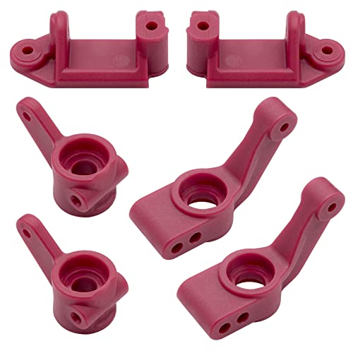 OGRC Plastic Caster/Steering Block Rear Stub Axle Carriers for Slash 2WD | L&R Wheel Steering Kit for 1/10 Traxxas Slash Stampede Rustler 2WD #3632 #3736 #3752 - color: Red