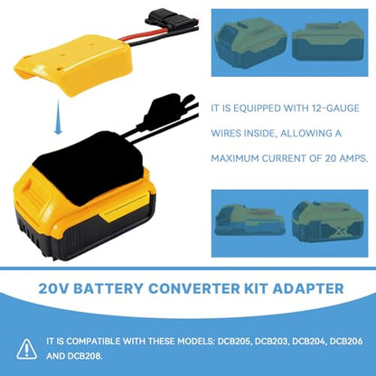 20V Adapter for Dewalt Battery Adapter for Power Wheels Upgrade Conversion Kit with Wire Connectors, Fuses, 12AWG Wire, Power Tool Drill Converter for Kids Car, RC Toy, DIY, Et (1 Pack)