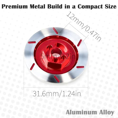 Brake Discs with 12mm Hex Hub for 1/10 Scale RC Cars - Aluminum Alloy Upgrade Kit for Drift, On-Road Car - CNC Machined Performance Part with Anodized Finish Red - color: Red