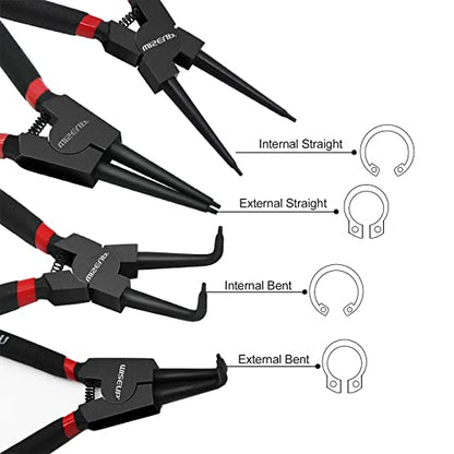 WISEUP 4PCS Snap Ring Pliers Set With 225pcs Retaining Ring Set - color: Circlip Pliers Set With Snap Rings, size: 7 inch
