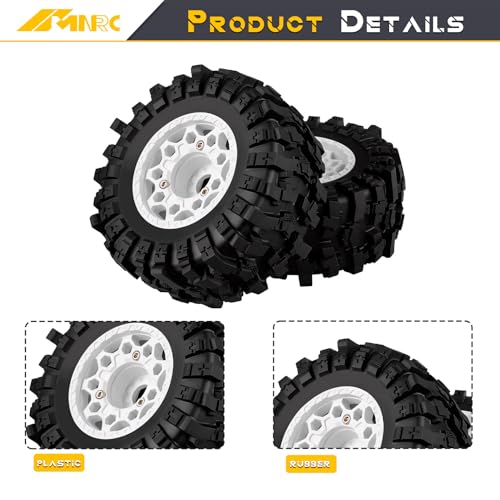 Plastic RC Short Course Truck Wheels and Rubber Tires & 12MM 14MM 17MM Hex Kit for 1/10 Arrma Senton Slash 4×4 2WD for Axial Losi Series Upgrade Part White - color: White