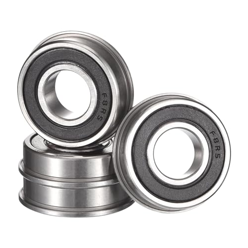 FR8-2RS Flanged Ball Bearing, ID 1/2 x OD 1-1/8" x Width 5/16" Miniature Bearings, Double Rubber Sealed Deep Groove Bearings, Pre-Lubricated (GCr15) Chrome Steel 4pcs - size: FR8-2RS 1/2x1-1/8"x5/16"