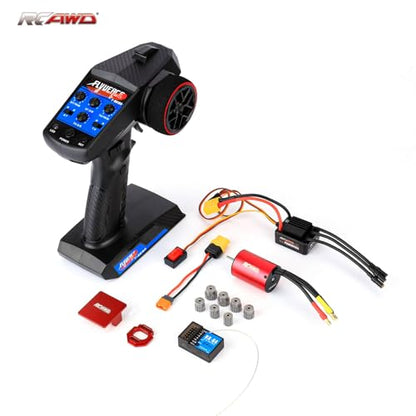 4 Channel RC Transmitter Receiver & 2840 Brushless Motor 4000KV & 35A ESC & 40CrMo Pinion Gear Set & Motor Mount & Adapter Cable RC Controller for Losi 1/12 Racecar & ARRMA Typhon Granite Mojave Grom - size: 4000KV
