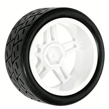 1/10 RC Rally Street Tires OD 65mm with 12mm Hex Hard Plastic Wheels for 1:10 1/12 On Road Drift Touring Car Tamiya TT01 TT02 Traxxas XV02 XV01 TA06 HPI KYOSHO PTG2 A959 4PCS (White) - color: White