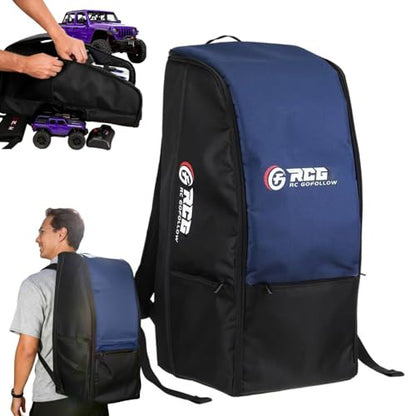 RC Car Waterproof Backpack, RC Storage Bag with PP Board Support and Multi-Pocket Design, Compatible with Axial SCX10 Capra & TRX4 TRX6 1/10 Scale RC Crawler Buggy Monster Truck (Blue01) - color: Blue01