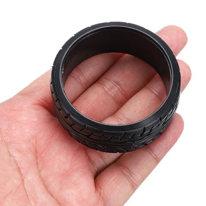 MECCANIXITY 2Pcs 1/10 RC On-Road Car Tyres, RC Drift Tire Hard Plastic Tyre Replacement for Remote Controlled Drifting Vehicles, Black
