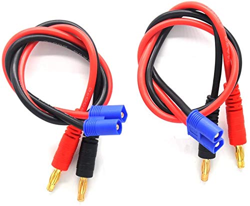 2pcs 30cm RC Balance Charger Lead 4mm Banana Male Plugs to EC3 Male Connector Adapter 14AWG Silicone Lipo Battery Charge Cable