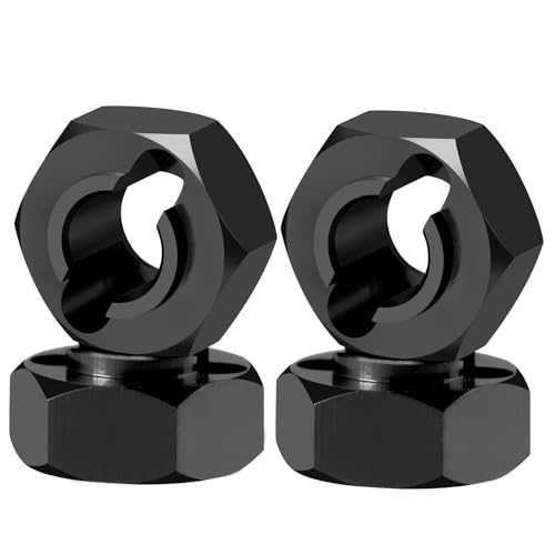 4Pcs Aluminum Wheel Hex Hubs Adapter RC Hex Combiner, Black | Upgrade Parts, For Losi 1/24 Micro-B 2WD, RC Car Buggy - color: Black