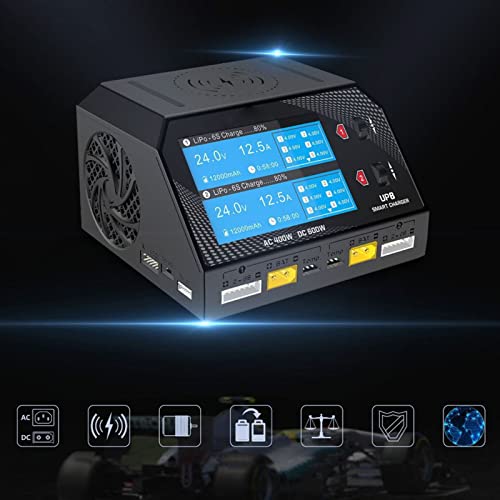 UP8 AC 400W DC 650W Dual Channel Lithium Battery Balance Charger Discharger Drone Lipo Battery Balance Charger Discharger US Plug 100‑240V