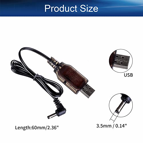 Heyiarbeit USB Charging Cable 3.5mm DC Elbow for RC 4.8 V 250mA Ni-MH Ni-CD Battery 1Pcs - size: 3.5 Elbow 1Pcs