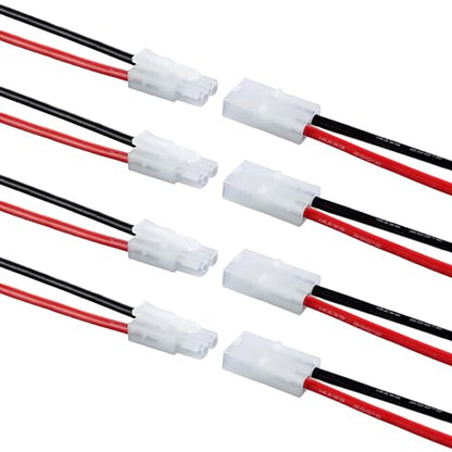 4Pairs Tamiya Plug Connector 2pin Tamiya Battery Connectors RC Battery Plug | Big Tamiya Plug Battery Male Female Connector Adapter with 14AWG 10cm Cable, for RC Car Lipo Battery Charge.(4 Tamiya2P) - size: 2 pin Tamiya Connector
