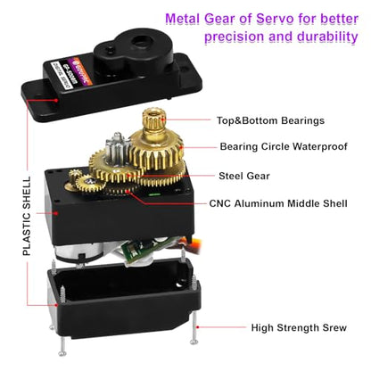 GOUPRC 4.6KG RC Digital Micro Servo of Metal Steel Gear with Servo Mount Bracket & Servo Horn and Steering Linker Kit for Axial SCX24 1/24 RC Car Crawler Upgrade - color: Purple Horn & Linker Kit