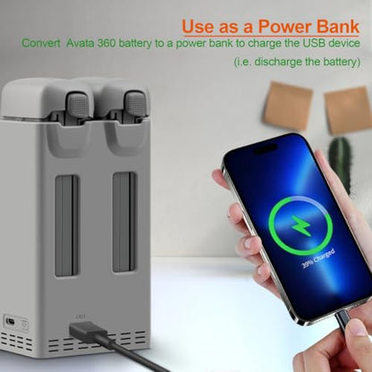Portable Dual-Channel Smart Charger for DJI Avata 360 Drone Fast Charging Hub with Storage Mode 2-Slot Battery Charger for Avata 360 Drone Accessories