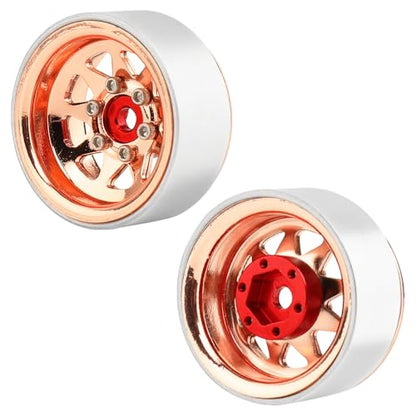 1.0 Beadlock Wheel -3.78mm Offset Wheel Rims for 1/18 1/24 RC Crawler Car Axial AX24 SCX24 FMS FCX24 TRX4M Upgrades (Rose Gold) - color: Rose Gold