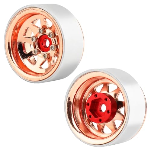 1.0 Beadlock Wheel -3.78mm Offset Wheel Rims for 1/18 1/24 RC Crawler Car Axial AX24 SCX24 FMS FCX24 TRX4M Upgrades (Rose Gold) - color: Rose Gold