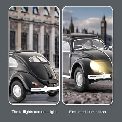 1:16 Beetle 1950 RC Car, 4CH RWD 2.4GHz RC Car with LED Lights | Classic Retro Design with 2 Rechargeable Battery. Rear-wheel Drive for Control. Volkswagen Beetle Toy Car for Hobbyists - size: 2 Battery