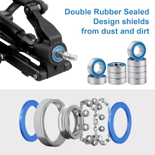 RC Ball Bearings Rubber Sealed for Traxxas Arrma Axial Losi Redcat Racing HSP WLtoys RC Cars Trucks Buggy Crawler, Set of 10 (8x16x5mm 688-2RS) - size: 8x16x5mm 688-2RS