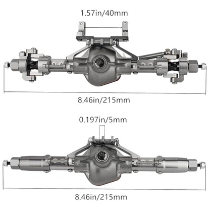 Complete Aluminum Front & Rear Axle Set for Axial SCX10 RC4WD D90, 1/10 Scale RC Crawler Upgrade, with Enhanced Steel Axle Shafts(Titanium)