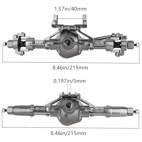Complete Aluminum Front & Rear Axle Set for Axial SCX10 RC4WD D90, 1/10 Scale RC Crawler Upgrade, with Enhanced Steel Axle Shafts(Titanium)