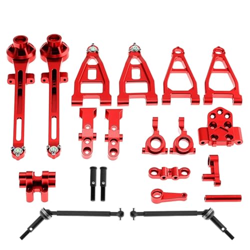 RC Steering Knuckles For Tamiya 58719 For BBX BB01 BB-01 Metal Suspension Arms Steering Knuckle RC For Buggy Car Accessories Modification Parts Kit Set(Red)