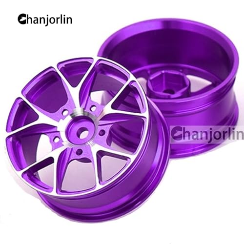 1/10 On Road Drift Wheels Rims Hex 12mm RC Aluminum Alloy Rally Racing Hubs for 1:10 Scale Touring Street Car Tires Tamiya TT01 TT02 HSP 2S 3S Brushless HPI KYOSHO XV02 XV01 4PCS (Purple) - color: Purple