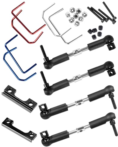 RC Aluminum Front and Rear Sway Bar Kit Upgrades Part for 1/16 E-Revo/Mini Slash RC Car,Alloy Front and Rear Sway Bar Kit Anti-Roll Bar Wide Sway Bar Hops Up