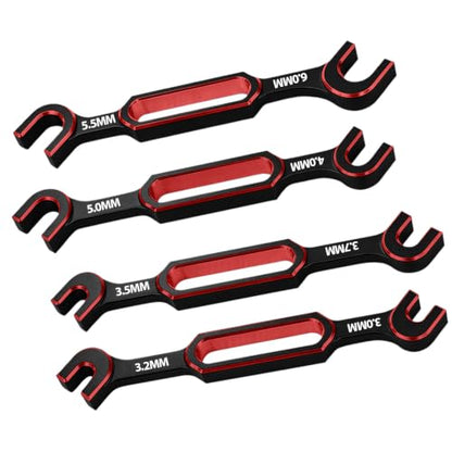 4PCS Wrench 3.0/3.2/3.5/3.7/4.0/5.0/5.5/6.0mm Turnbuckle Nut Ball Joint Remover with Hex Bit Linkages Link Rod Ends Installing Tools for RC Car Boat Model Repair Tool Kit - color: Red, W/ Hex Bit