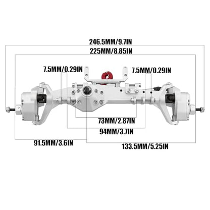 1/10 RC Crawler All Metal Front and Rear Portal Axle for Axial Capra 1.9 UTB Buggy F9 CNC Machined 7075 Aluminum Integrated (Silver) - color: Silver