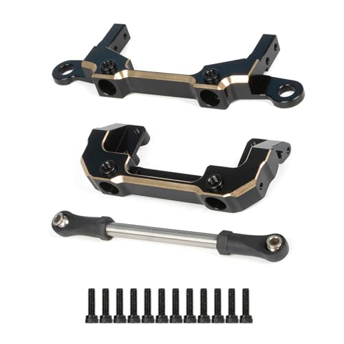 AMK SCX10 III Brass Bumper Munnt Black Coating, 158g Front Rear Bumper Set Complete with Steering Link for 1/10 RC Crawler Body LCG Chassis Axial SCX10 Upgrades