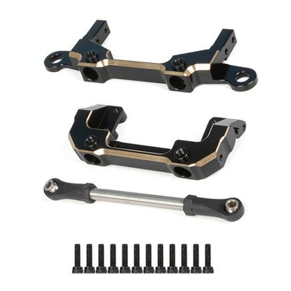 AMK SCX10 III Brass Bumper Munnt Black Coating, 158g Front Rear Bumper Set Complete with Steering Link for 1/10 RC Crawler Body LCG Chassis Axial SCX10 Upgrades